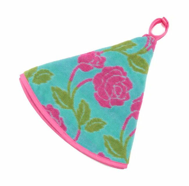 【3,980円(税込)以上お買上げで送料無料】【即納可!!】新入荷しました♪日本製 ドレディール レガート ラウンドタオル（Φ55cm）グリーン 今治タオル 丸型タオル タオル バラ柄 花柄 おしゃれ ＊ループ・スナップボタン付