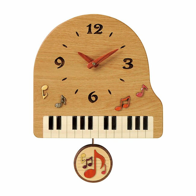 【送料無料】【即納可!!】再入荷しました♪国産品　木製　ピアノ振り子時計　壁掛け時計　掛け時計　ピアノ型時計　楽器