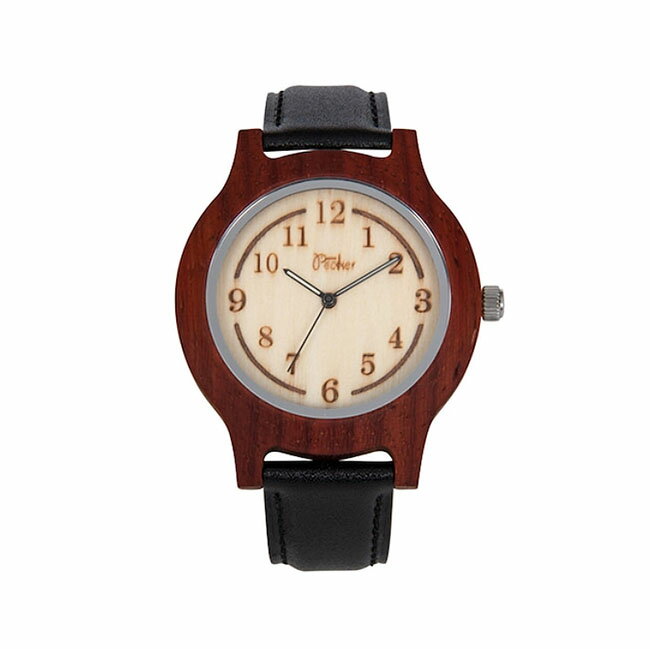 【送料無料】木製　腕時計　シルバーリングタイプ パドック　天然木　木目　時計　watch　プレゼント　贈り物　ギフト