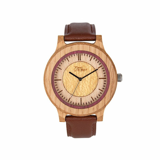 【送料無料】日本製　木製　腕時計　文字盤ツートンタイプ ナラ　天然木　木目　時計　watch　プレゼント　贈り物　ギフト