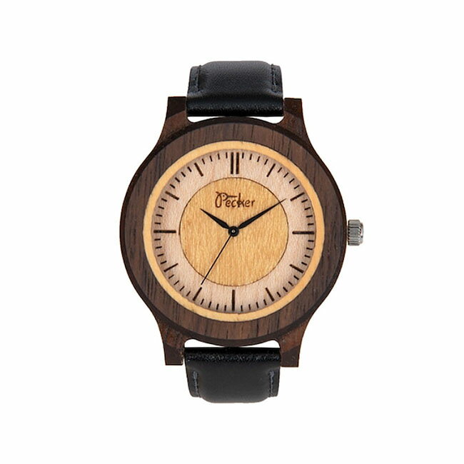 【送料無料】木製　腕時計　文字盤ツートンタイプ ウォールナット　天然木　木目　時計　watch　プレゼント　贈り物　ギフト