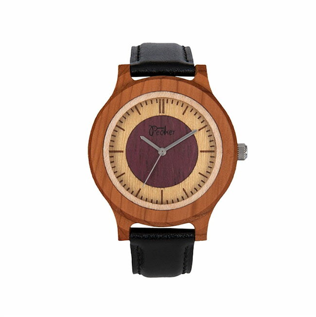 【送料無料】日本製　木製　腕時計　文字盤ツートンタイプ オンコ（イチイ）　天然木　木目　時計　watch　プレゼント　贈り物　ギフト