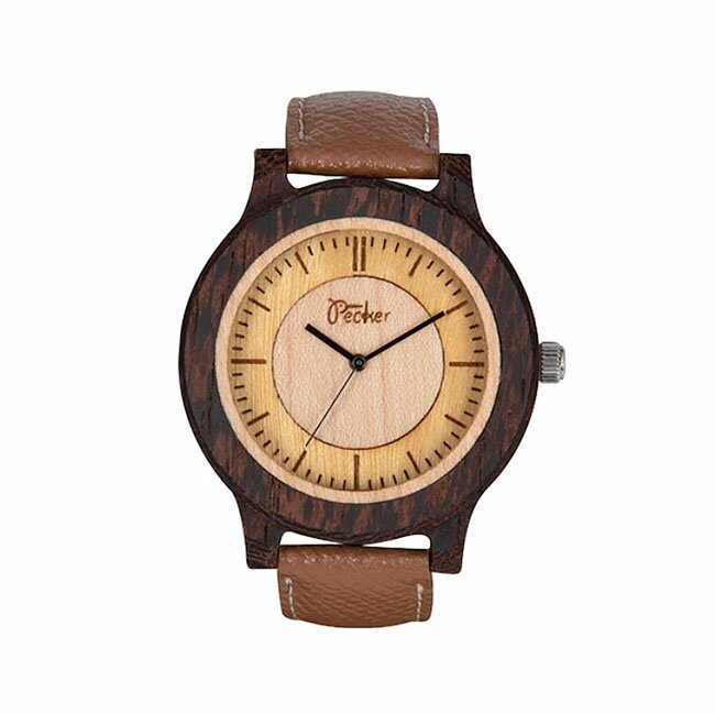 【送料無料】木製　腕時計　文字盤ツートンタイプ ウエンジュ　天然木　木目　時計　watch　プレゼント　贈り物　ギフト