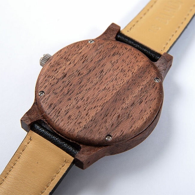 【送料無料】木製 腕時計 寄木タイプ 家 ウォールナット 天然木 寄木 木目 時計 watch プレゼント 贈り物 ギフト [2]