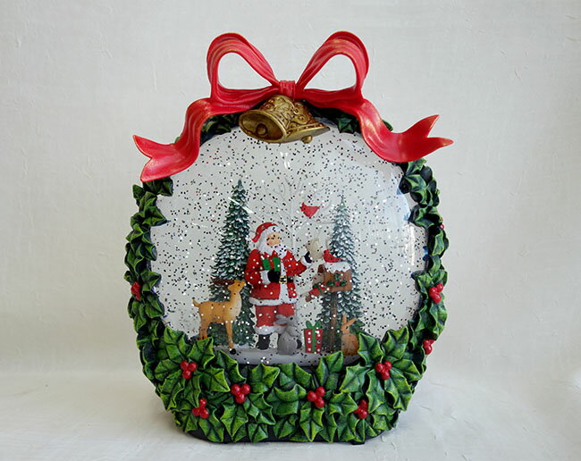 【送料無料】【即納可!!】新入荷しました♪【動画有】バブルLEDライト リース（オルゴール8曲入）クリスマス オブジェ 置物 ディスプレイ クラシカル おしゃれ プレゼント※USBコード付 ※単4電池×3本使用（別売り）