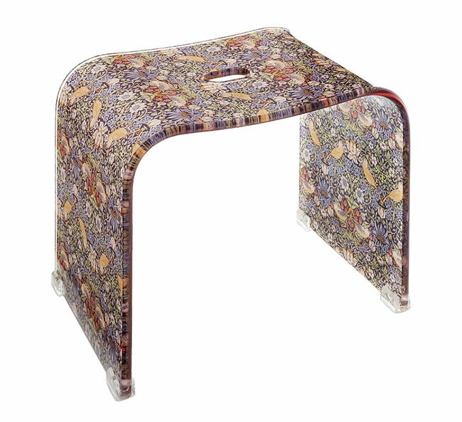 【送料無料】【即納可!!】再入荷しました♪ウィリアムモリス バード＆ストロベリー バスチェア Lサイズバス用品 風呂イス 椅子 イス サニタリー メタクリル樹脂 おしゃれサイズ：W37×D25.5×H30cm