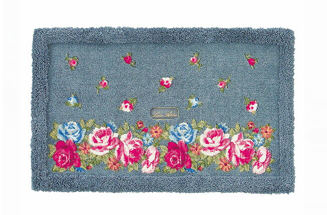 【送料無料】【即納可!!】新入荷しました♪ 日本製 レイクアルスター バスマット『ローズガーデン』グレー（50×80cm）バス用品 玄関マット マット サニタリー 抗菌防臭機能 花柄 華やか エレガント おしゃれ