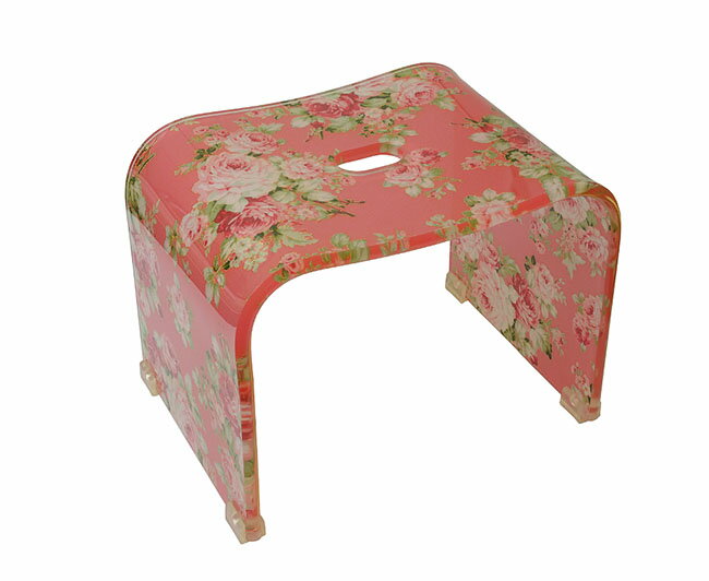 【送料無料】【即納可!!】新入荷しました♪バス用品 アクリルバスチェア カプリローズ Sサイズ お風呂用品 お風呂椅子 バスチェア イス 椅子 サニタリー メタクリル樹脂 花柄 薔薇柄 おしゃれ