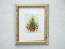 【送料無料】【即納可!!】大場 寿子 氏作(Hisako Ohba)額絵 Xmas クリスマス ツリーハンドメイド ペーパースクリーン 版画ガラス入り 額付き インテリア 壁掛け
