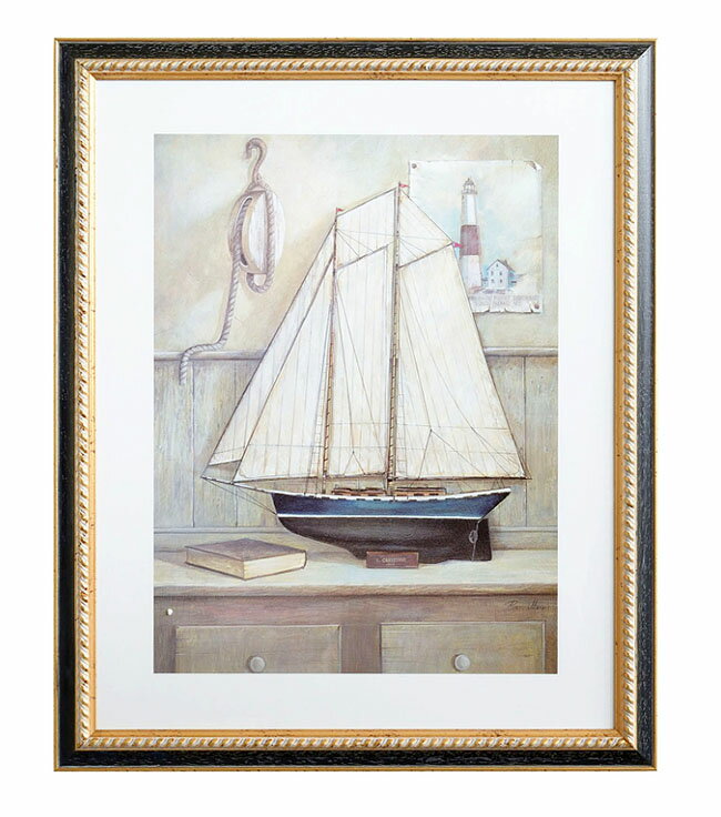 【送料無料】イタリア製　額絵　ヨットアートフレーム　額入り　壁掛け　船　セーリングボート