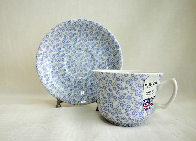 【送料無料】【即納可!!】再入荷しました♪イギリス製　Burleigh バーレイ社　Blue Felicityブルーフェリシティ　カップ＆ソーサーコーヒーカップ　ティーカップ　洋食器　英国食器　花柄　おしゃれ※ギフトボックス別売り