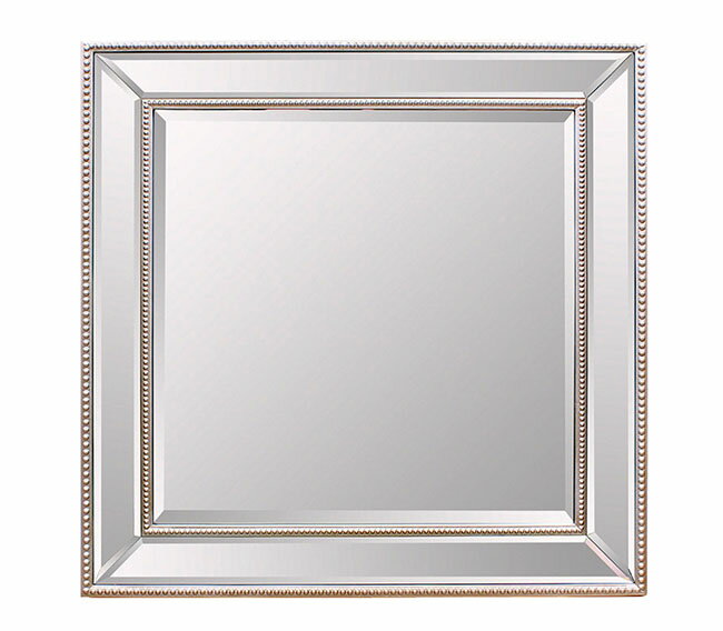 【送料無料!!】アンティーク仕上げ　ウォールミラー　正方形 Mサイズ (64×64cm)　シルバー　ドットフレ..