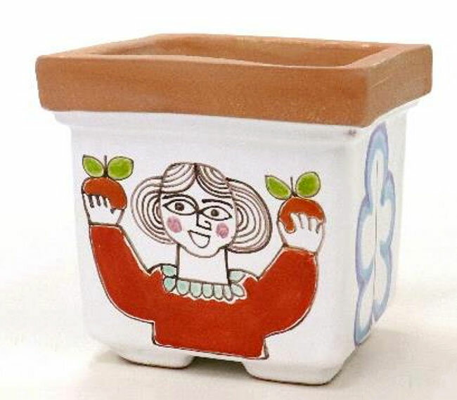 Rakuten - 【送料無料】イタリア製　シチリア陶器　スザンナ・デ・シモーネ　プランター（小）女の子　植木鉢　鉢カバー　鉢植え　ガーデニング用品　輸入雑貨　ハンドメイド　かわいい　おしゃれ