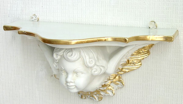 【送料無料】【即納可!!】再入荷しました♪イタリア製 壁掛けコンソール エンジェル 天使装飾棚 コンソール ホワイト ゴールド おしゃれ [3]