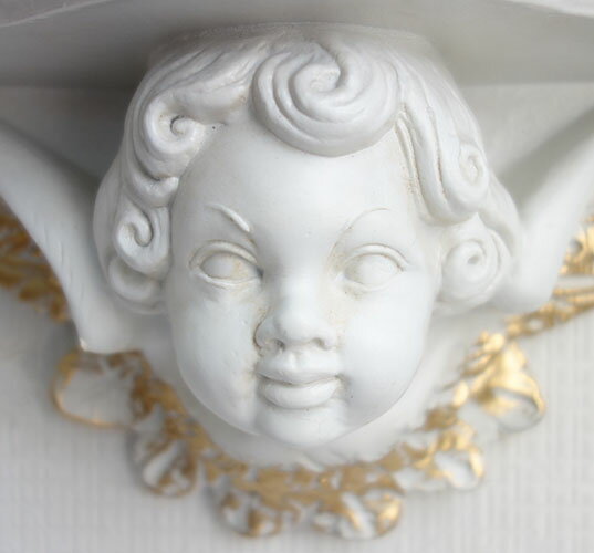 【送料無料】【即納可!!】再入荷しました♪イタリア製 壁掛けコンソール エンジェル 天使装飾棚 コンソール ホワイト ゴールド おしゃれ [2]