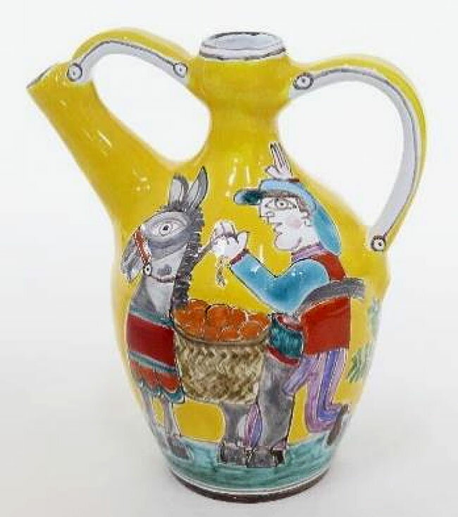 【送料無料】イタリア製 シチリア陶器 スザンナ・デ・シモーネ 花瓶 フラワーベース 花器 飾り壺 インテリア雑貨 置物 輸入雑貨 ハンドメイド かわいい おしゃれ