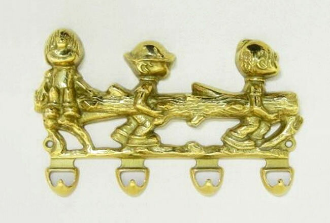 【3,980円(税込)以上お買上げで送料無料】【即納可!!】再入荷しました♪イタリア製 アンティーク調 真鍮 キーハンガー 4連 キーフック 鍵掛 カギ掛 壁掛けフック ブラス ゴールド おしゃれ