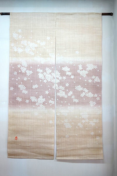【送料無料!!】【即納可!!】日本製　京都　くろちく　麻　暖簾　のれんさくら　サクラ　桜