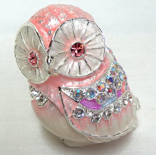 【送料無料】【即納可!!】新入荷しました♪ジュエリーケース　ジュエリーボックスアンサンブル オウル シルバーピンク　フクロウ アウル(3)