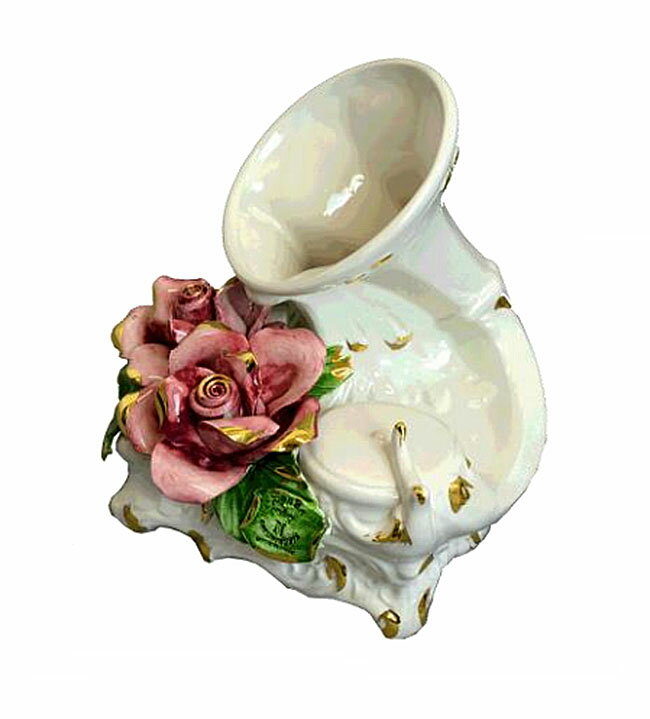 Rakuten - 【送料無料】イタリア製　陶器　陶花　バラ　ピンク　ホワイト