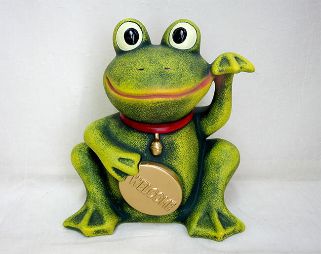 新入荷しました♪ポルトガル製　陶器『まねきカエル』招き蛙　カエル置物　オーナメント　オブジェ　カエル　かえる　蛙