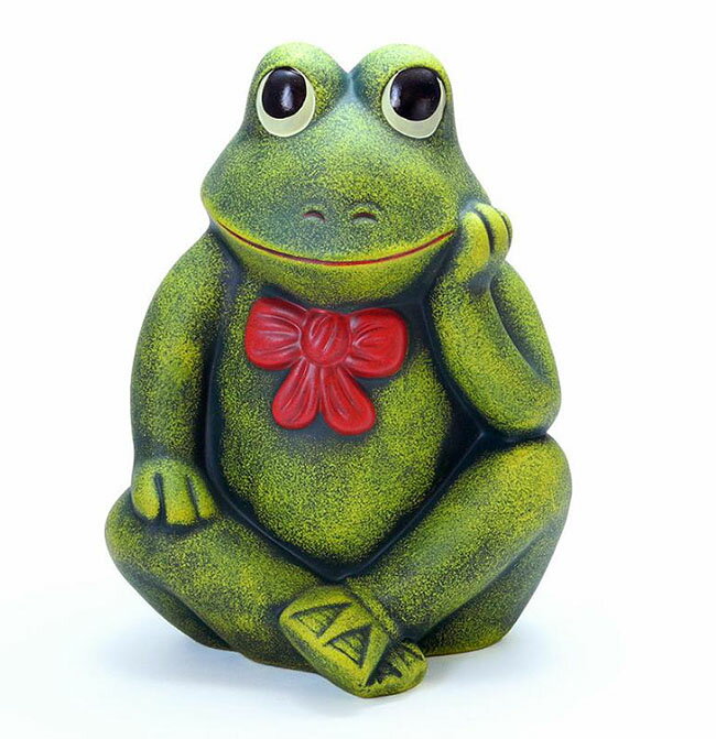 Rakuten - 【送料無料】ポルトガル製　陶器『ふ～むカエル』Lサイズカエル置物　オーナメント　オブジェ　カエル　かえる　蛙