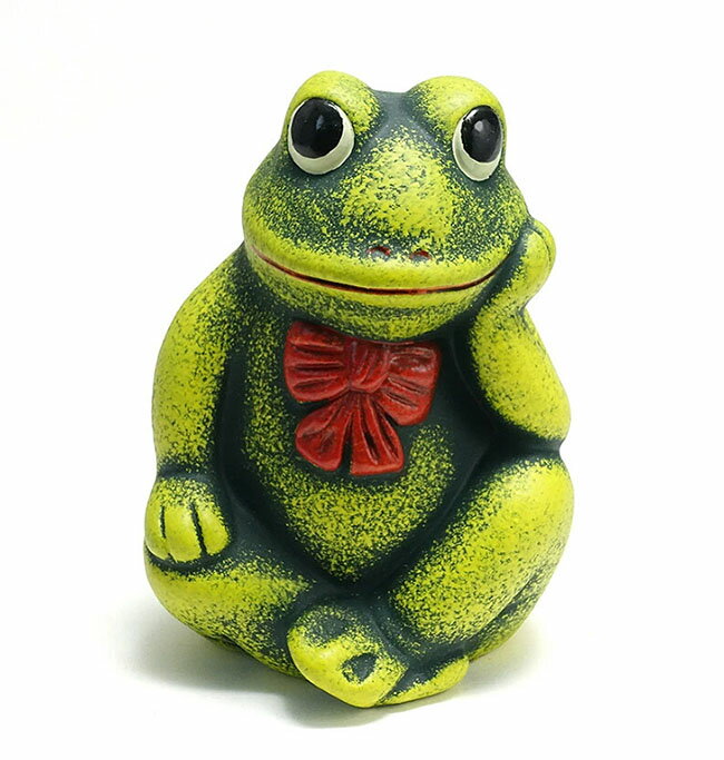 ポルトガル製　陶器『ふ～むカエル』Sサイズカエル置物　オーナメント　オブジェ　カエル　かえる　蛙