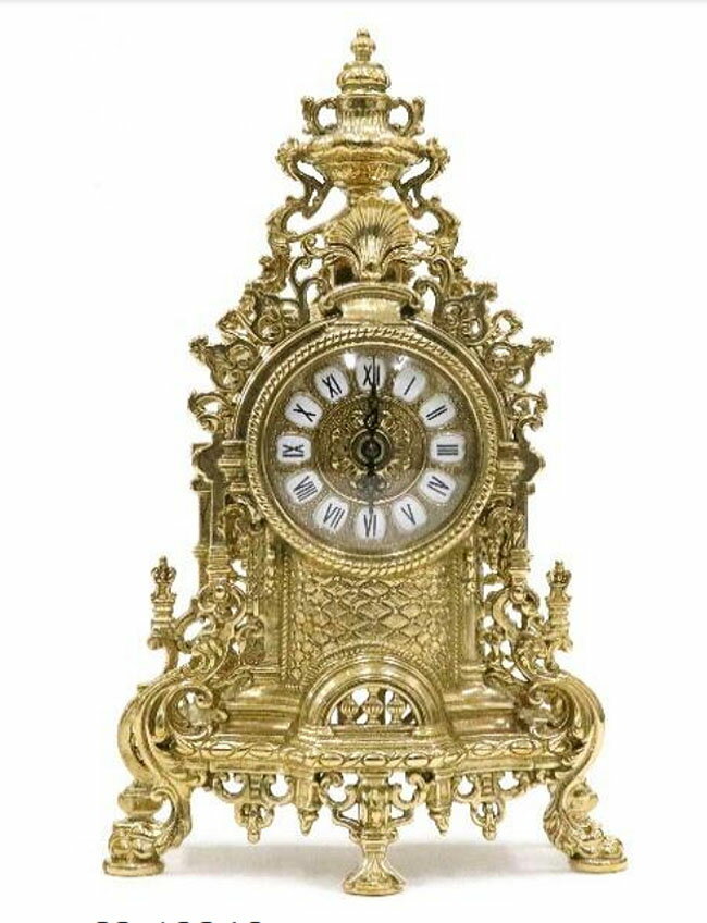 【送料無料】イタリア製　真鍮　置時計アンティーク調　高級　置き時計　時計　インテリア　ブラス　ゴールド