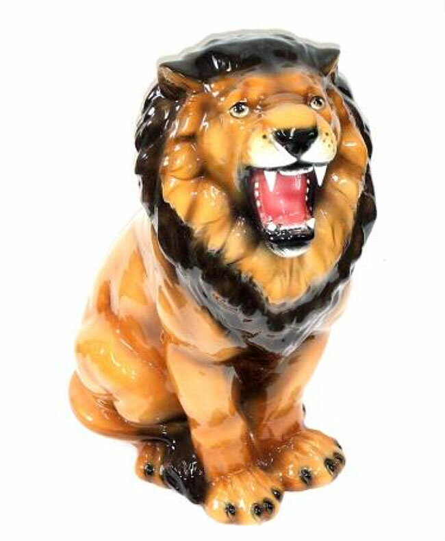 Rakuten - 【送料無料】イタリア製　陶器アニマル『ライオン』らいおん　Lion　猛獣　動物　アニマル　インテリア　置物　オブジェ　動物置物　アニマル置物　サイズ：H62cm