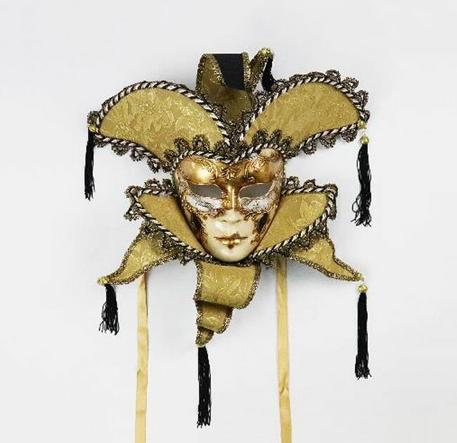 【送料無料】イタリア製 ヴェネチアンマスク ゴールド ベネチアンマスク ベネチアマスク マスク 仮面 仮装 パーティー ハロウィン用【ハロウィーン / コスプレ / コスチューム】オブジェ 壁掛け 装飾 クラッシック おしゃれ