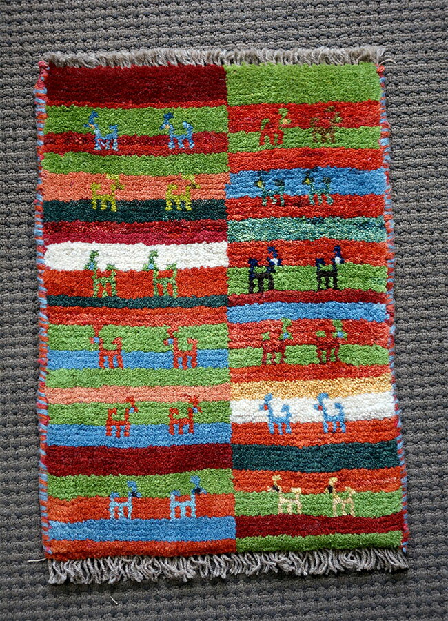 【即納可!!】【送料無料!!】新入荷しました♪イラン製 ザグロスギャベ ギャベ ギャッベ 玄関マット ラグマット手織り 絨毯 敷物 サイズ：約60X40cm