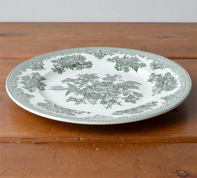 【送料無料】【即納可!!】再入荷しました♪イギリス製　Burleigh バーレイ社　Green Asiatic Pheasants グリーンアジアティックフェザンツ　プレート 25.5cm 大皿　お皿　皿　洋食器　英国食器　テーブルウエア　花柄　おしゃれ