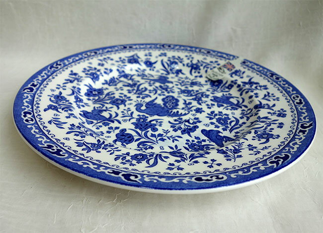 【送料無料】【即納可!!】新入荷しました♪イギリス製　Burleigh バーレイ社　Blue Regal Peacockブルーリーガルピーコック　プレートL　25.5cm　プレート　大皿　お皿　洋食器　英国食器　ピーコック　孔雀　クジャク　おしゃれ