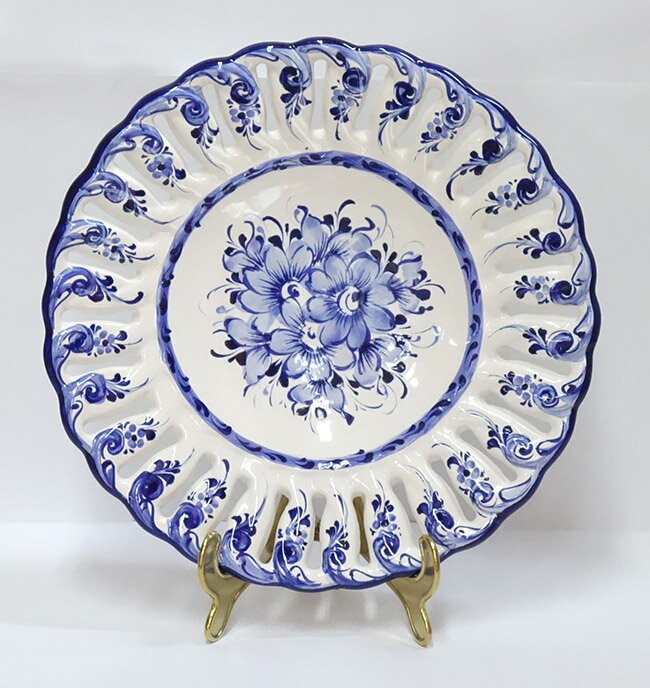 【送料無料】【即納可!!】新入荷しました♪ポルトガル製 陶器 絵皿 花柄 フラワー ブルー 青