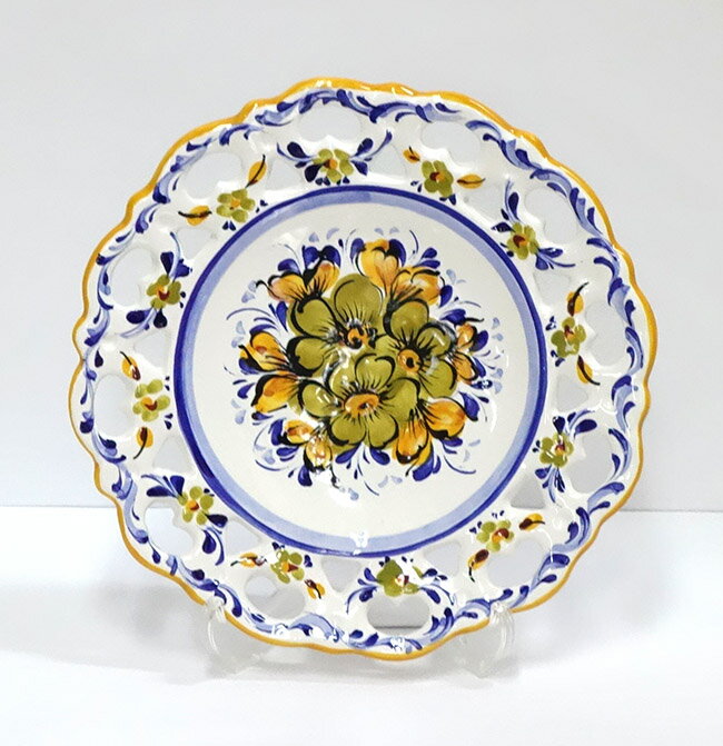 【3,980円(税込)以上お買上げで送料無料】ポルトガル製 陶器 絵皿 花柄 フラワー イエロー