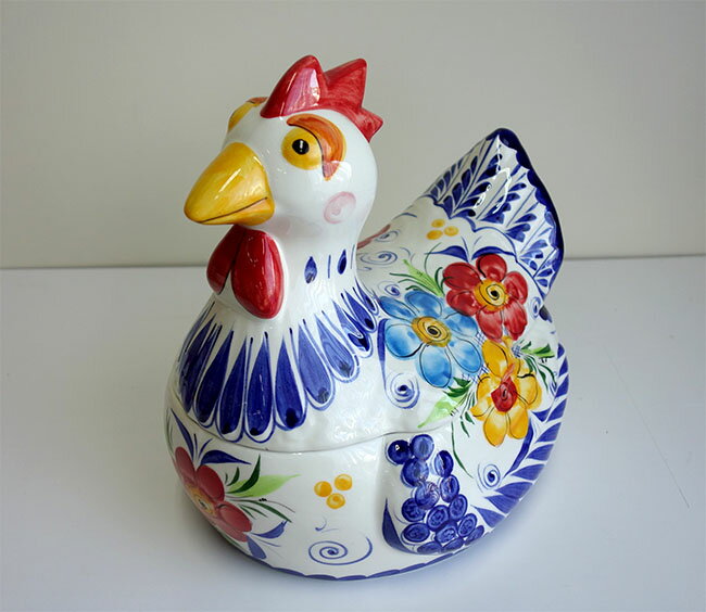 【送料無料】【即納可!!】再入荷しました♪ポルトガル製　陶器　キャンディーBOX小物入れ　雄鶏　ニワトリ