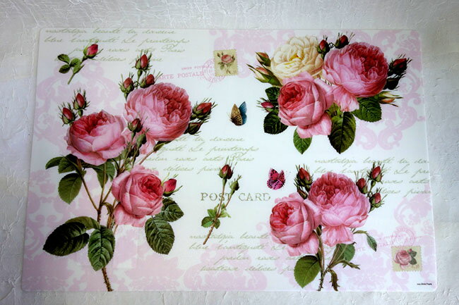 人気商品!!【3,980円(税込)以上お買上げで送料無料】【即納可!!】再入荷しました♪イタリア製　ランチョンマット『Romantic　Rose』テーブルマット　ピンク　バラ　薔薇　ローズ　花柄　おしゃれ