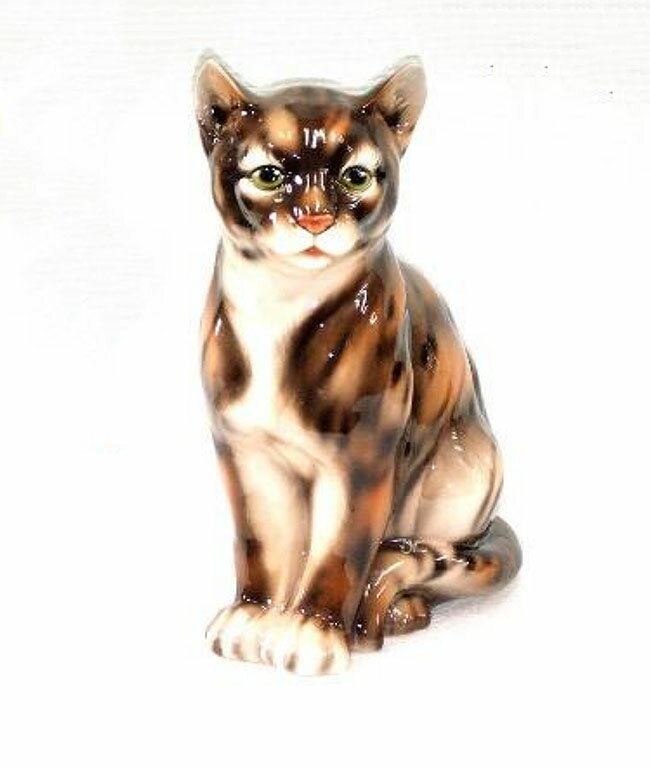 【送料無料】イタリア製 陶器アニマル『トラネコ』虎猫 虎ネコ タビー ネコ ねこ キャット 動物 アニマル インテリア 置物 オブジェ 動物置物 アニマル置物 サイズ:H40cm