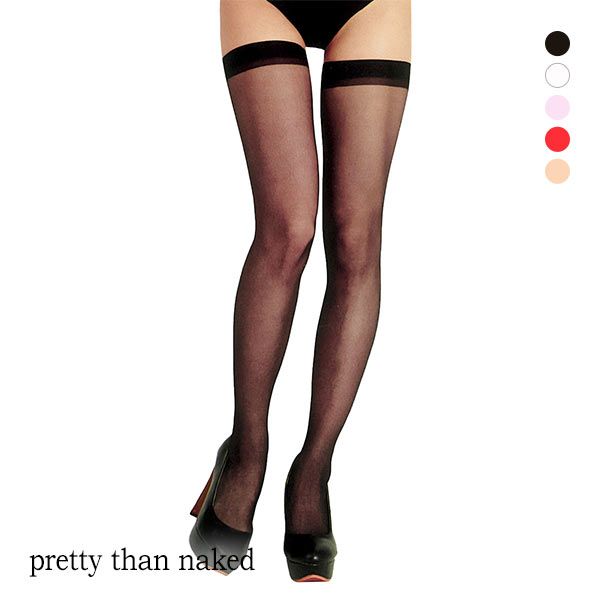 【メール便(10)】 プリティザンネイキッド Pretty than naked シンプル ガーターストッキング ニーソックス ニーソ レディース 全5色