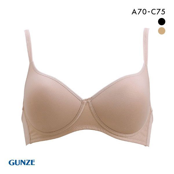 20％OFF グンゼ GUNZE 軽ブラ ひびきにくい ノンワイヤー 3/4カップブラジャー レディース [ 大きいサイズ アンダー80まで Tシャツブラ ] 全2色 A70-C75