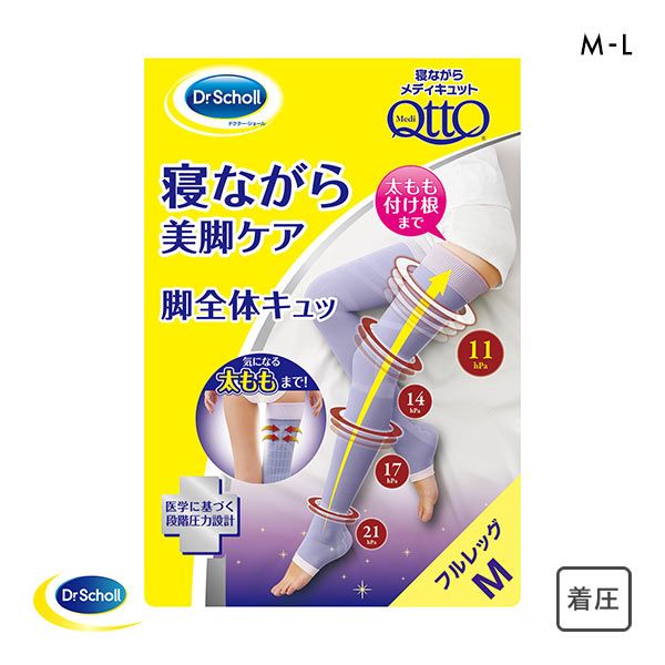 【メール便(15)】 メディキュット MediQttO 寝ながらメディキュット フルレッグ 着圧ソックス スリムパック レディース M-Lのサムネイル