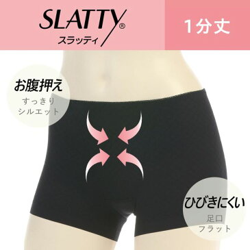 【メール便(5)】 (アツギ)ATSUGI (スラッティ)SLATTY ショーツ 1分丈 ヘム 大きいサイズ 3L 4L お腹押さえ 単品 レディース 響かない ひびかない ひびきにくい お腹引き締め ぽっこりお腹