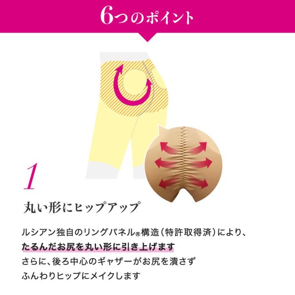 【メール便(15)】 ルシアン LECIEN はっきり上げ尻 パンツ ロング丈 ヒップアップ ガードル M・L・LL 補正 ソフト レディース 全4色 M-LL 補正下着 補整 shirohato-10200796 SHIROHATO(白鳩) サンプル画像3