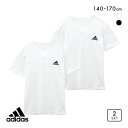 【メール便(30)】 アディダス adidas 2P 半袖 Tシャツ 2枚組 Vネック インナー ロゴ キッズ ジュニア 男の子 全2色 140-170