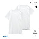 グンゼ GUNZE キッズ ジュニア 無地 クルーネック 半袖Tシャツ 2枚組 やわらか綿100% 子供肌着 全2色 130-170