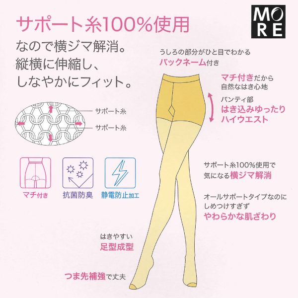 【メール便(20)】 モア MORE はきこみゆったり ソフトサポート パンティストッキン...