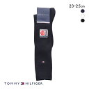 20％OFF【メール便(10)】 トミー・ヒルフィガー TOMMY HILFIGER ハイソックス ワンポイントロゴ刺繍 靴下 32cm丈 日本製 23-25cm トミーフラッグ 綿混 レディース 全3色