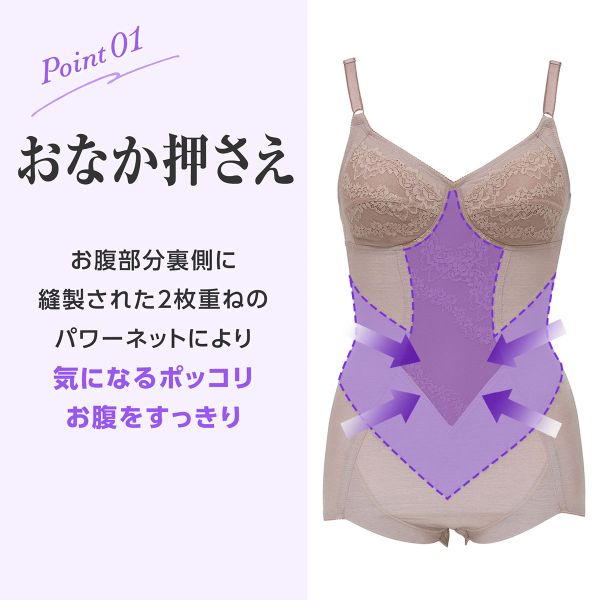 10％OFF ルシアン LECIEN ボディスーツ 綿混素材 補正下着 ヒップアップ お腹引き締め M L LL 単品 レディース A70M-B85LL 補整 shirohato-10205000 SHIROHATO(白鳩) サンプル画像3