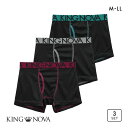 キングノバ KING NOVA ボクサーパンツ メンズ 黒地 前あき 三枚組 3P 3点セット M-LL 父の日 ギフト プレゼント 男性