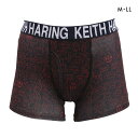 【メール便(10)】 キース へリング Keith Haring ボクサーパンツ シャフラジポスター1984 ブラック メンズ 前開き M-LL